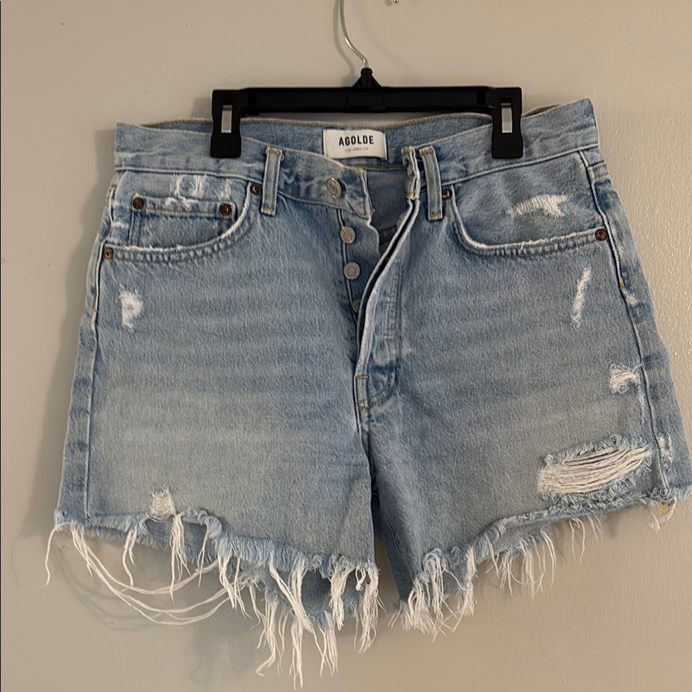 Agolde Parker long jean shorts